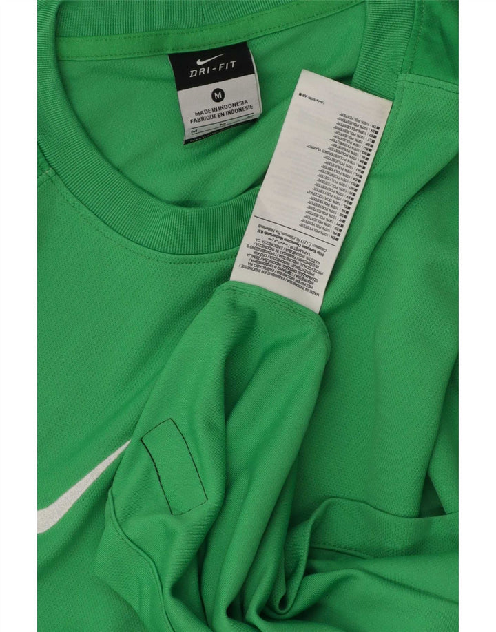 Nike Mens Dri Fit Top Long Sleeve Medium Green Colourblock Polyester