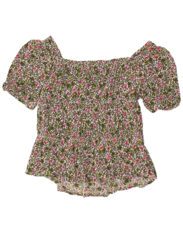 Benetton Girls Blouse Top 6-7 Years Small Multicoloured Floral Viscose