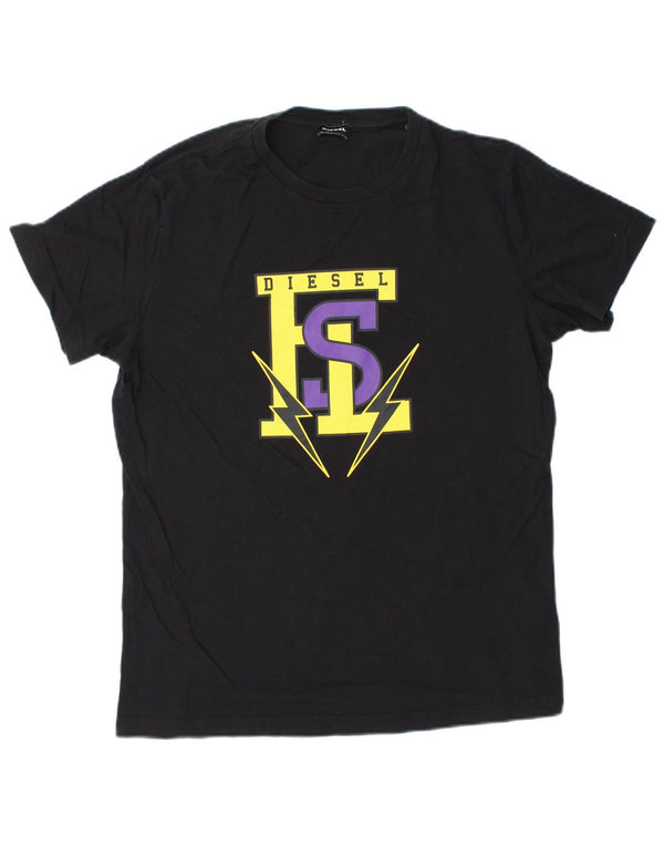 Diesel Boys Graphic T-Shirt Top 15-16 Years Large Black Cotton
