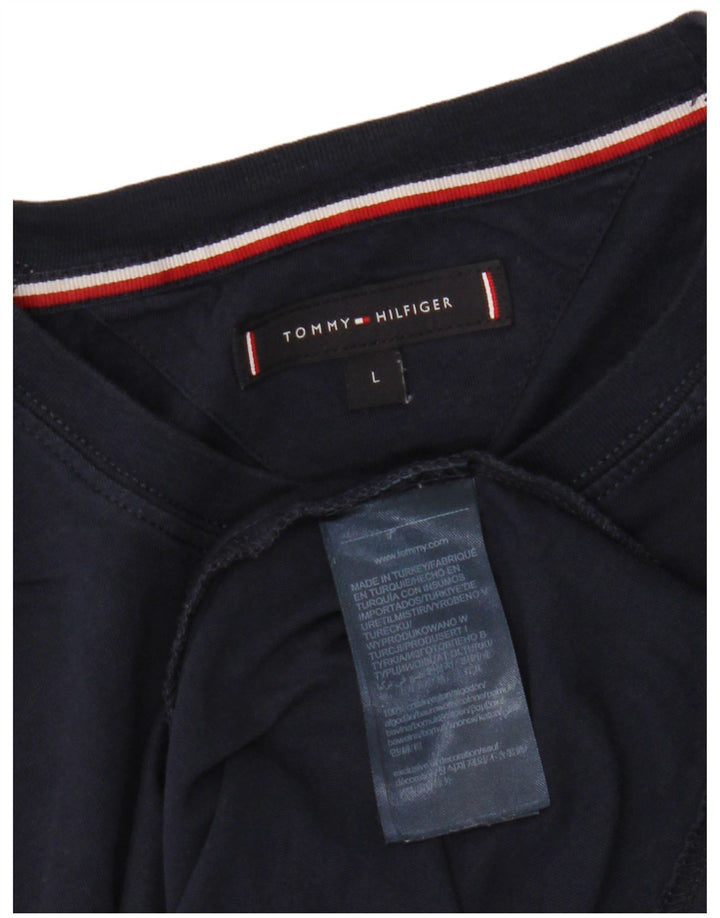 Tommy Hilfiger Mens T-Shirt Top Large Navy Blue Cotton