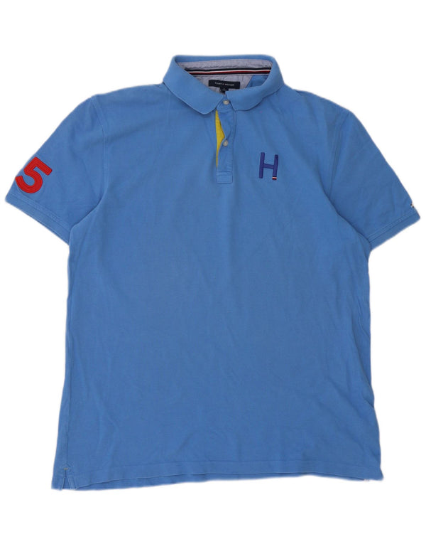 Tommy Hilfiger Mens Graphic Custom Fit Polo Shirt XL Blue Cotton