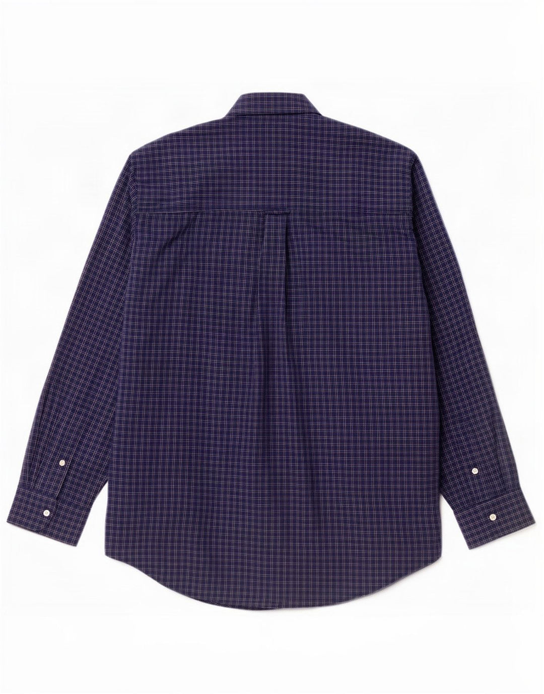Chaps Mens Easy Care Shirt XL Navy Blue Check Cotton