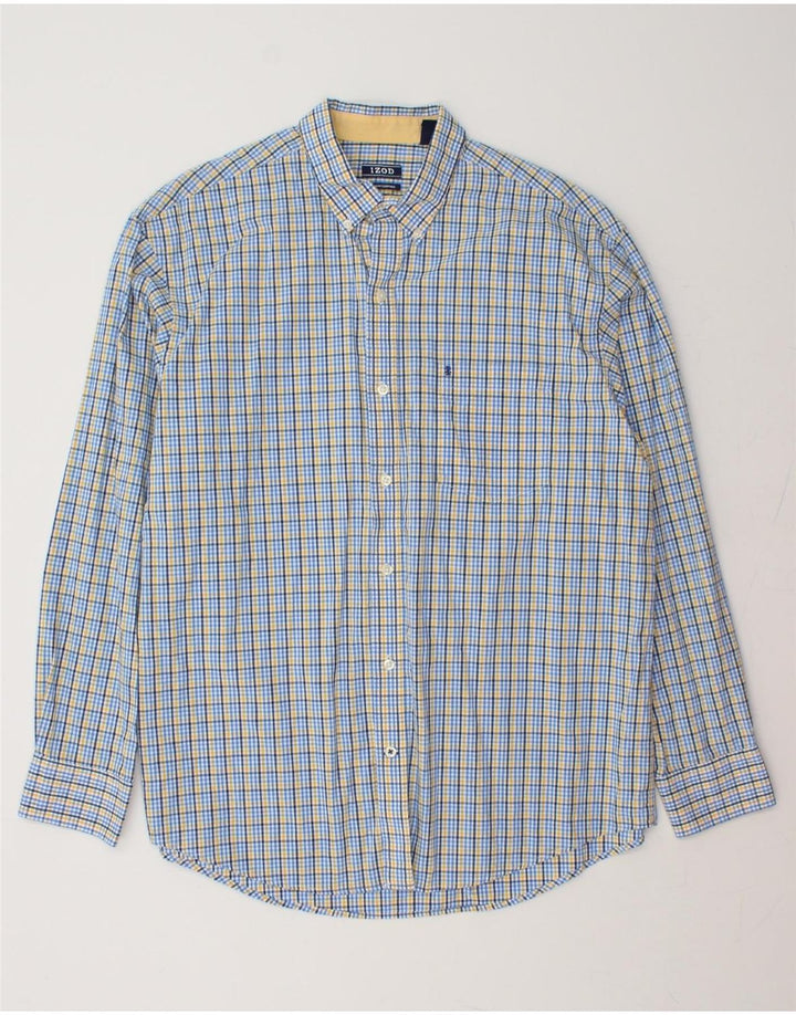 IZOD Mens Shirt Large Blue Check Cotton Vintage Izod and Second-Hand Izod from Messina Hembry 