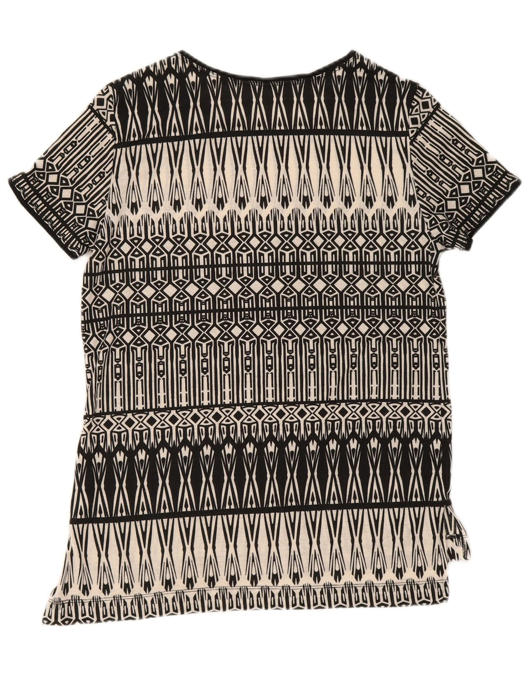 Oasis Womens T-Shirt Top UK 10 Small Black Geometric