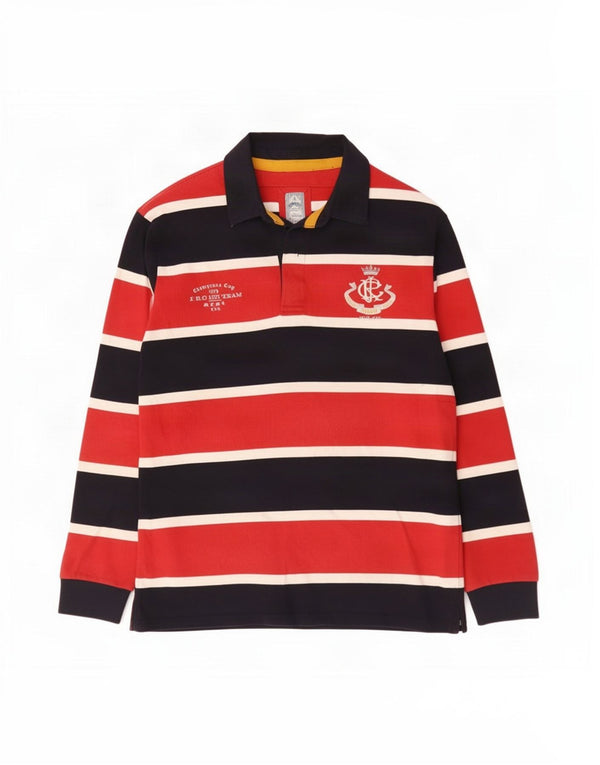 Tom Joule Mens Graphic Long Sleeve Rugby Polo Shirt Large Black Striped
