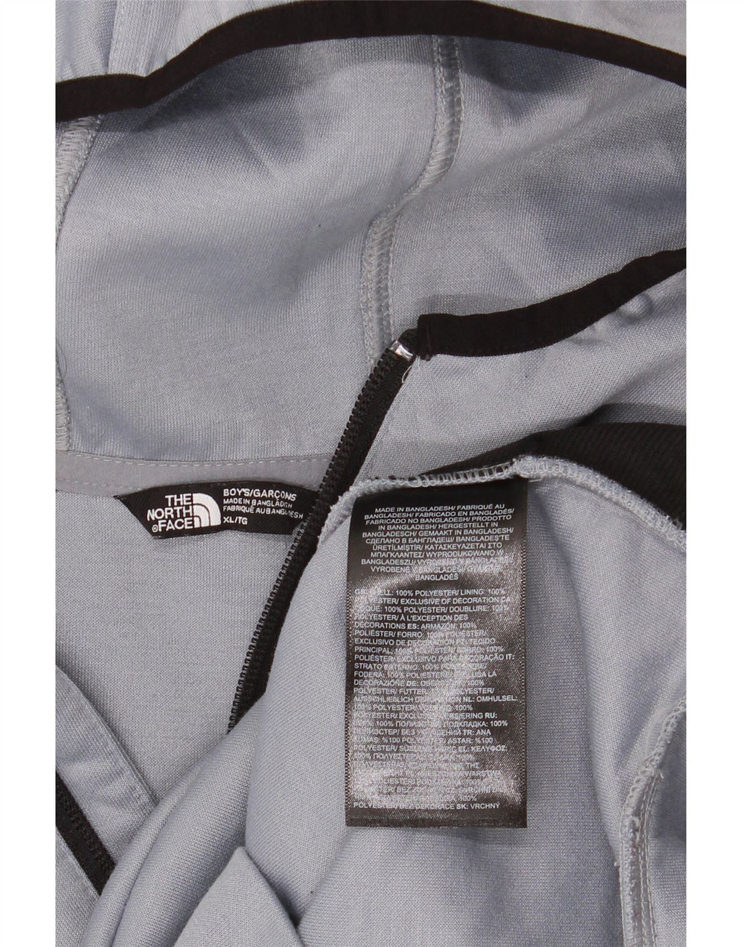 THE NORTH FACE Boys Graphic Zip Neck Hoodie Jumper 14-15 Years XL Grey
