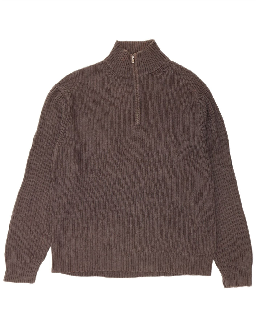 CALVIN KLEIN Mens Zip Neck Jumper Sweater Large Grey Cotton