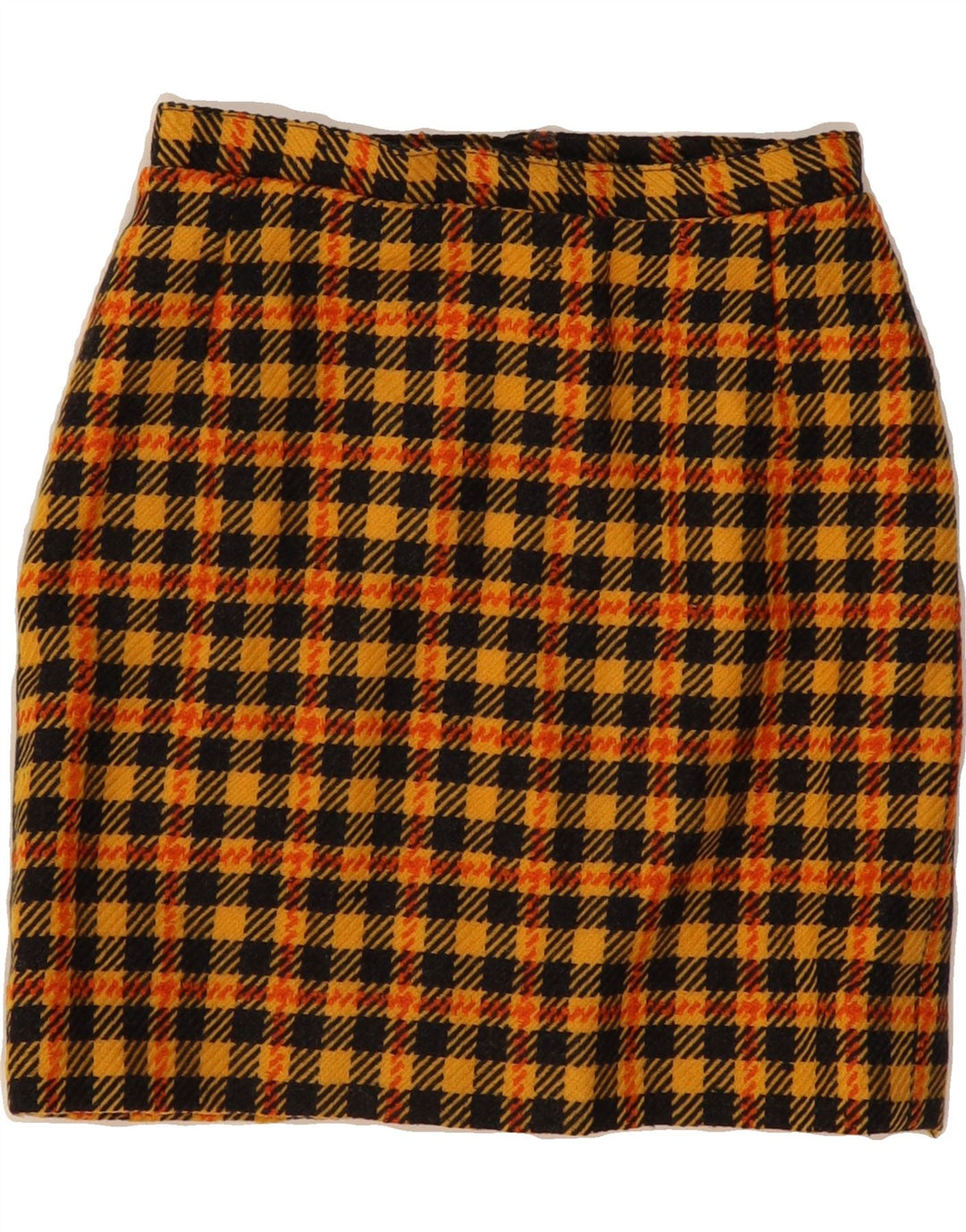 VINTAGE Womens Pencil Skirt W24 XS Yellow Check Wool Vintage Vintage and Second-Hand Vintage from Messina Hembry 