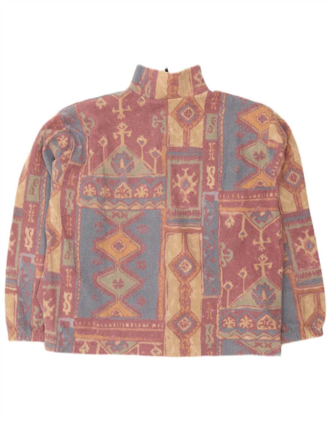 Vintage Womens Fleece Jacket UK 16 Large Multicoloured Geometric Polyester