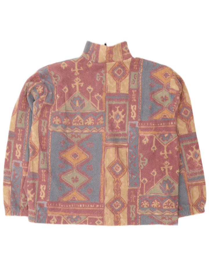 Vintage Womens Fleece Jacket UK 16 Large Multicoloured Geometric Polyester