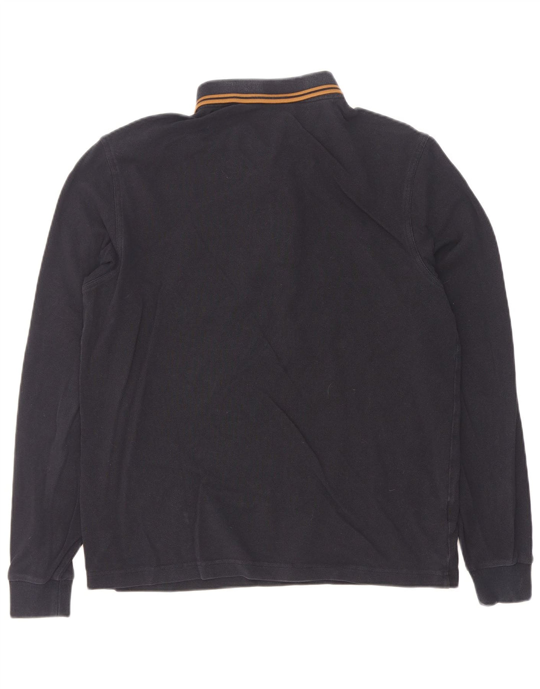 Fred Perry Mens Long Sleeve Polo Shirt Medium Navy Blue Striped Cotton