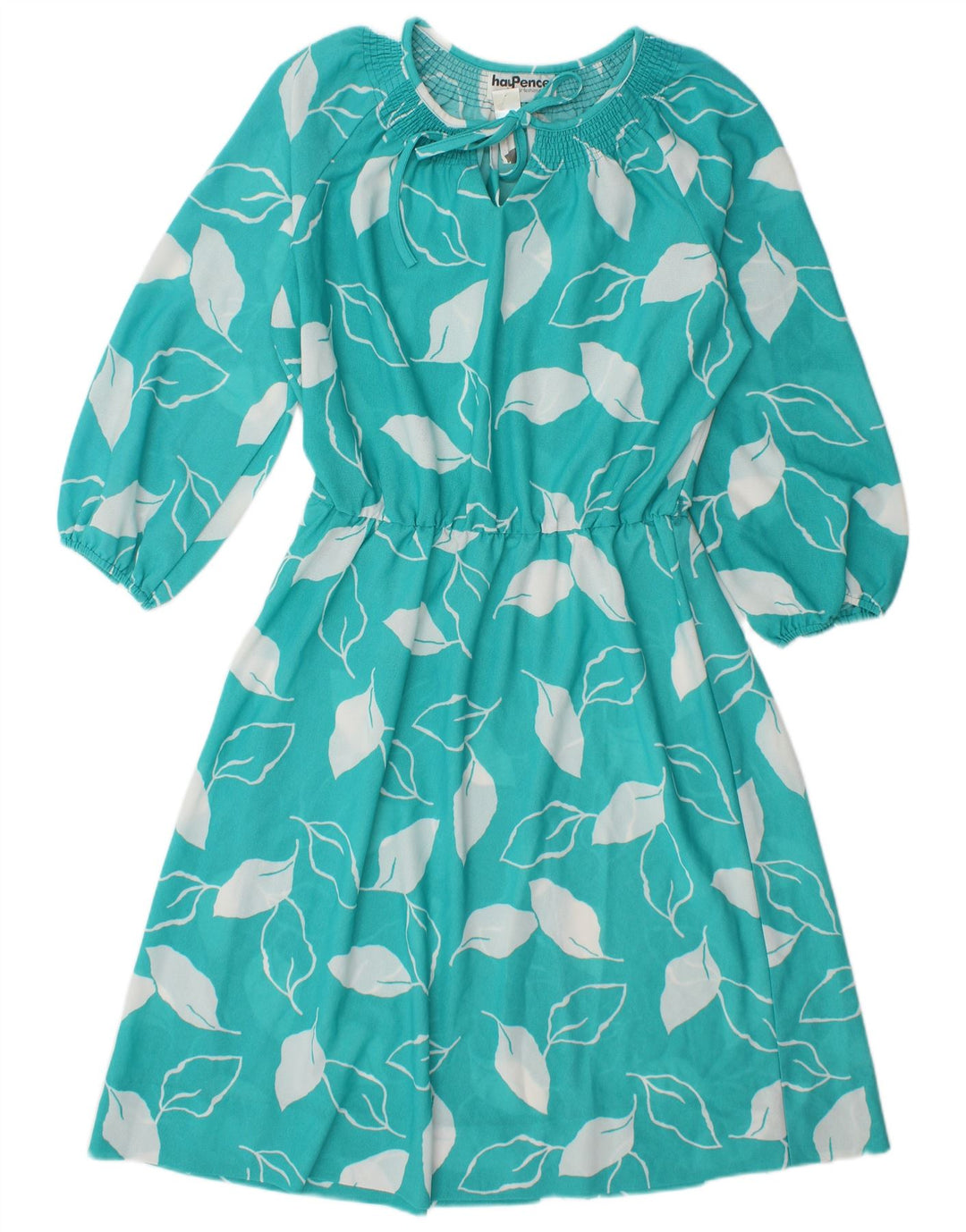 HAY PENCE Womens Abstract Pattern 3/4 Sleeve A-Line Dress UK 16 Large Blue