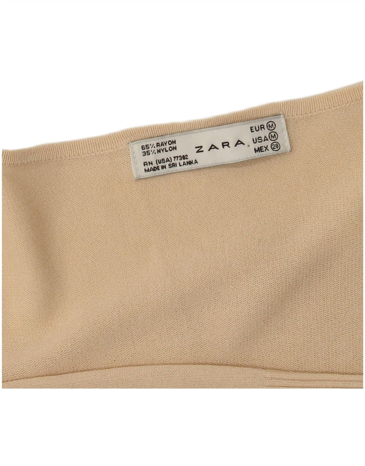 Zara Womens Wrap Cardigan Top UK 12 Medium Beige Rayon