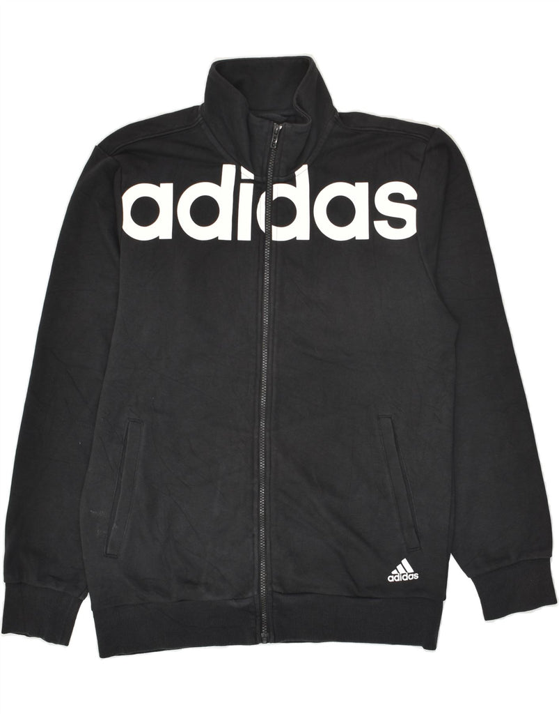 ADIDAS Mens Graphic Tracksuit Top Jacket Medium Black Cotton | Vintage Adidas | Thrift | Second-Hand Adidas | Used Clothing | Messina Hembry 