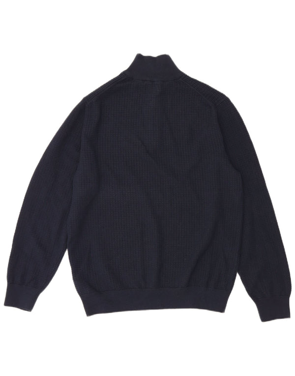 Gant Mens Zip Neck Jumper Sweater Large Navy Blue Cotton