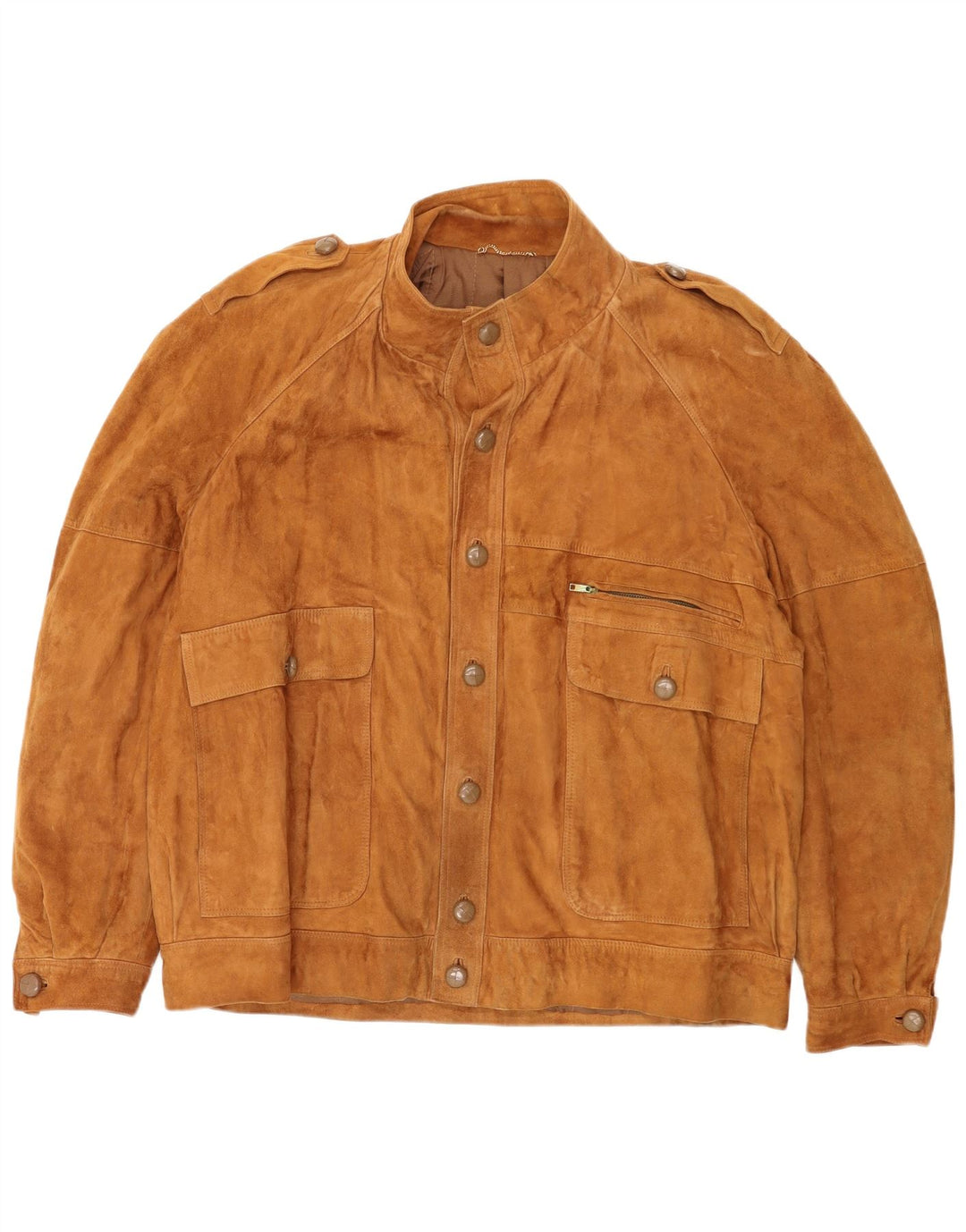 Fibok Mens Military Suede Jacket UK 42 XL Beige