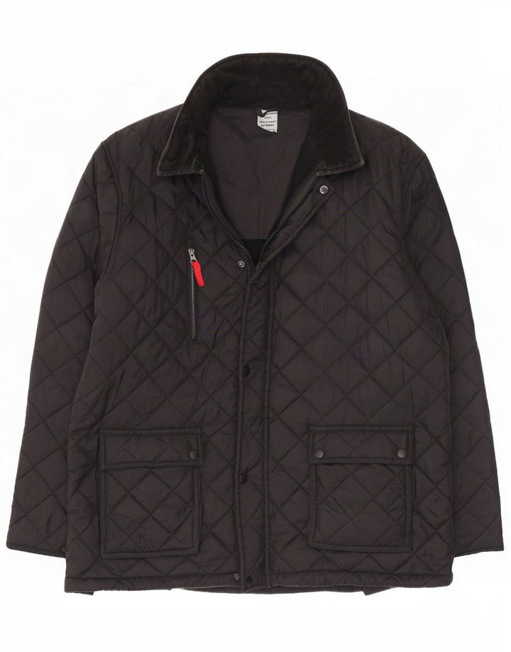 Vintage Mens Quilted Jacket UK 42 XL Black Nylon