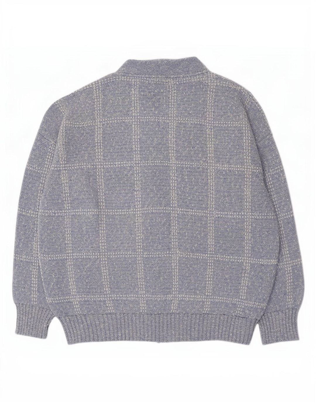 Rodes Mens Cardigan Sweater XL Blue Check Acrylic