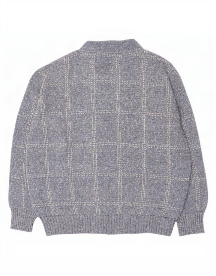 Rodes Mens Cardigan Sweater XL Blue Check Acrylic
