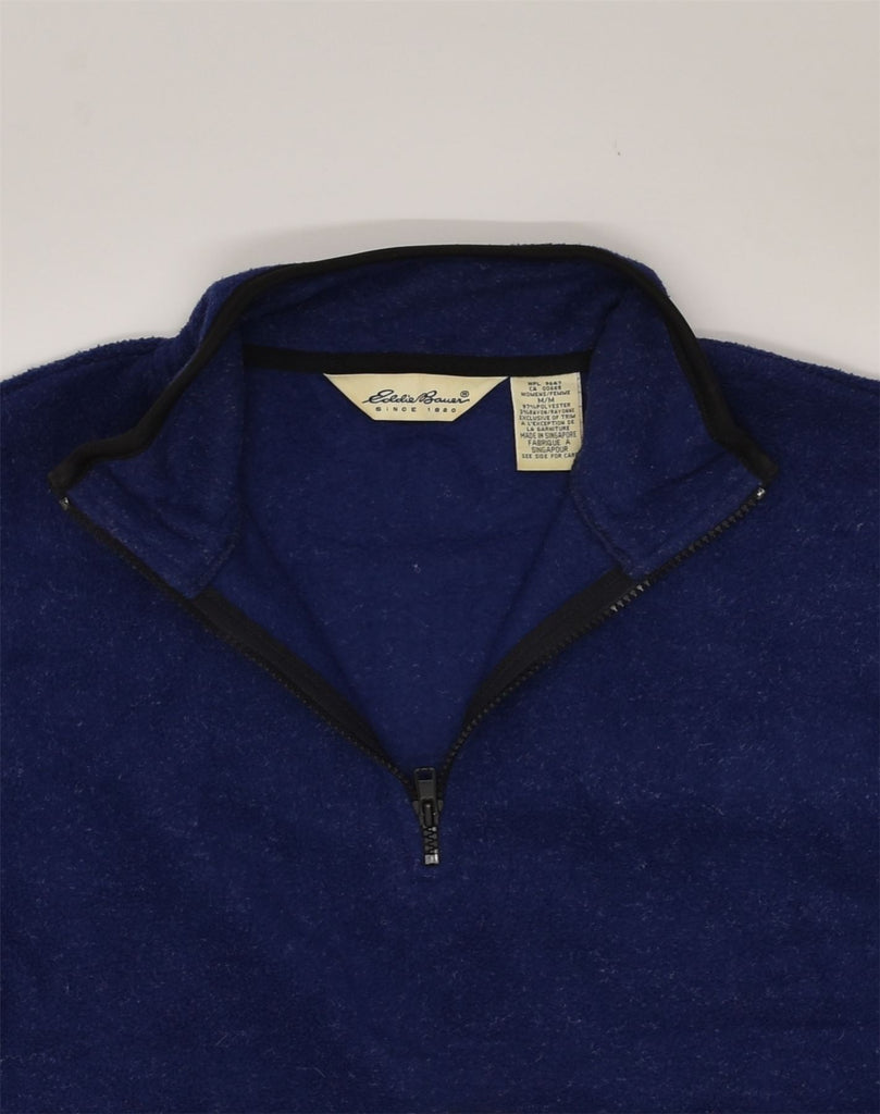 EDDIE BAUER Mens Zip Neck Fleece Jumper Medium Navy Blue Polyester | Vintage Eddie Bauer | Thrift | Second-Hand Eddie Bauer | Used Clothing | Messina Hembry 