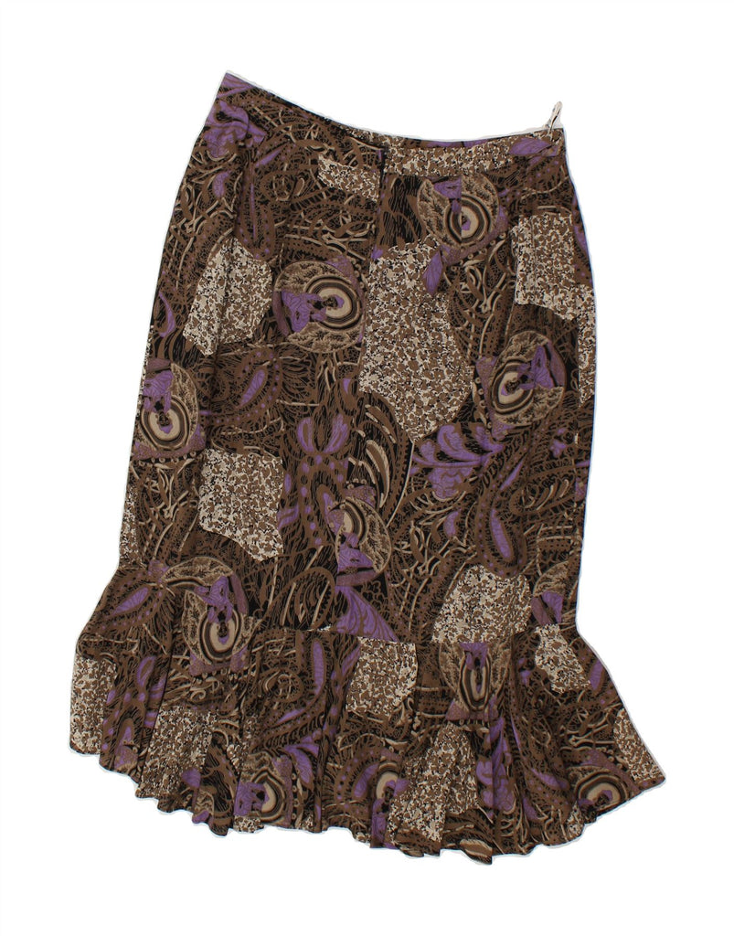 VINTAGE Womens Tulip Skirt EU 40 Medium W30 Brown Paisley Viscose | Vintage Vintage | Thrift | Second-Hand Vintage | Used Clothing | Messina Hembry 