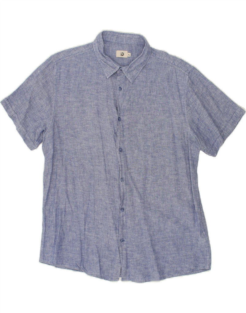 DACK'S Mens Short Sleeve Shirt XL Blue Linen | Vintage Dack's | Thrift | Second-Hand Dack's | Used Clothing | Messina Hembry 