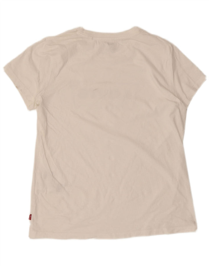 LEVI'S Womens Graphic T-Shirt Top UK 14 Medium White Cotton