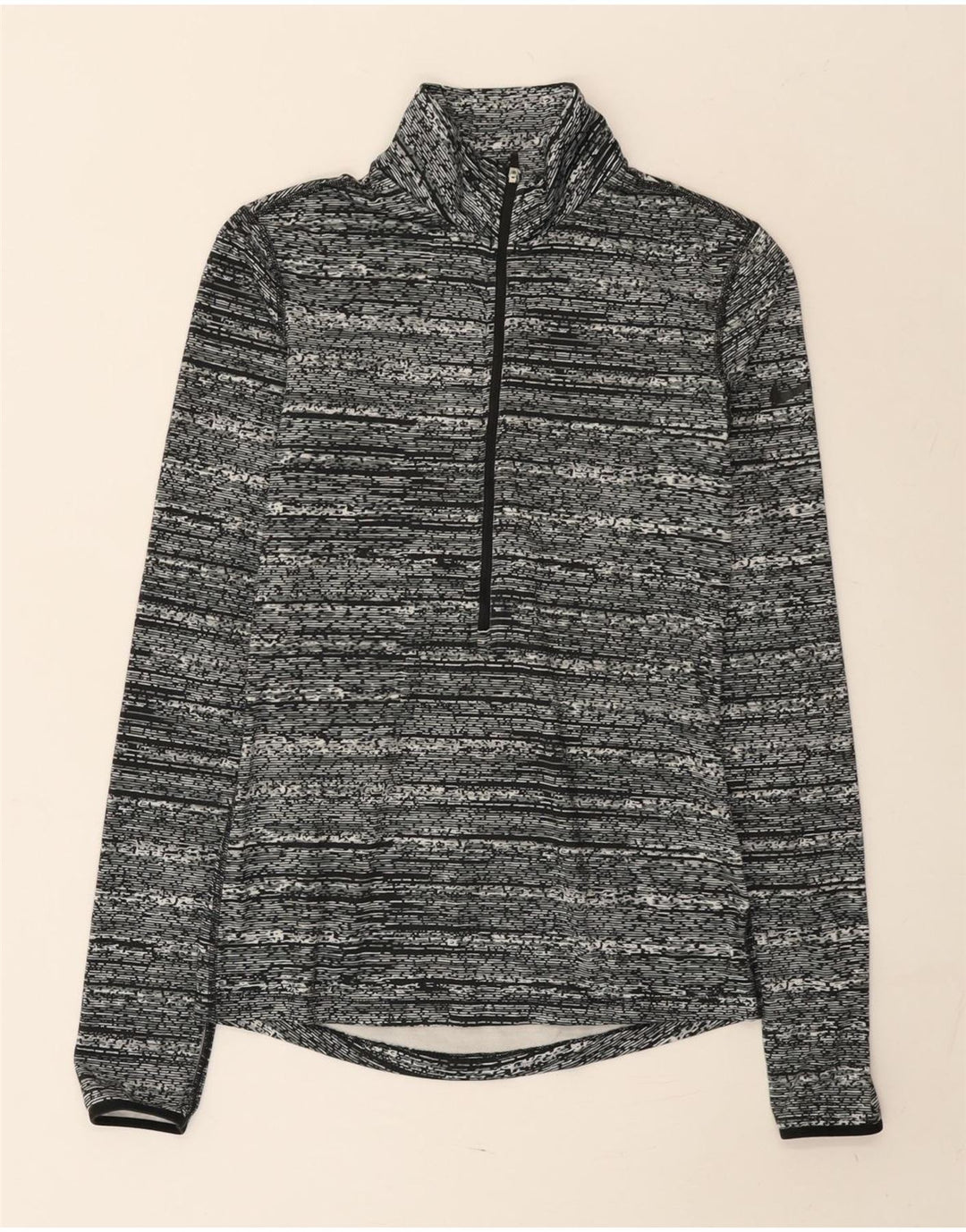 Nike Mens Zip Neck Top Long Sleeve Small Grey Flecked Polyester