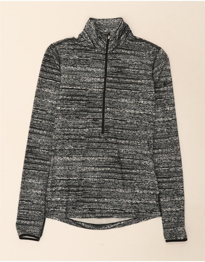 Nike Mens Zip Neck Top Long Sleeve Small Grey Flecked Polyester