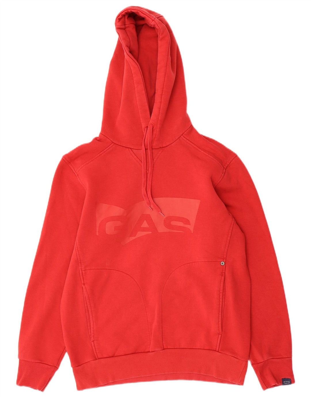 GAS Mens Graphic Hoodie Jumper Medium Red Cotton