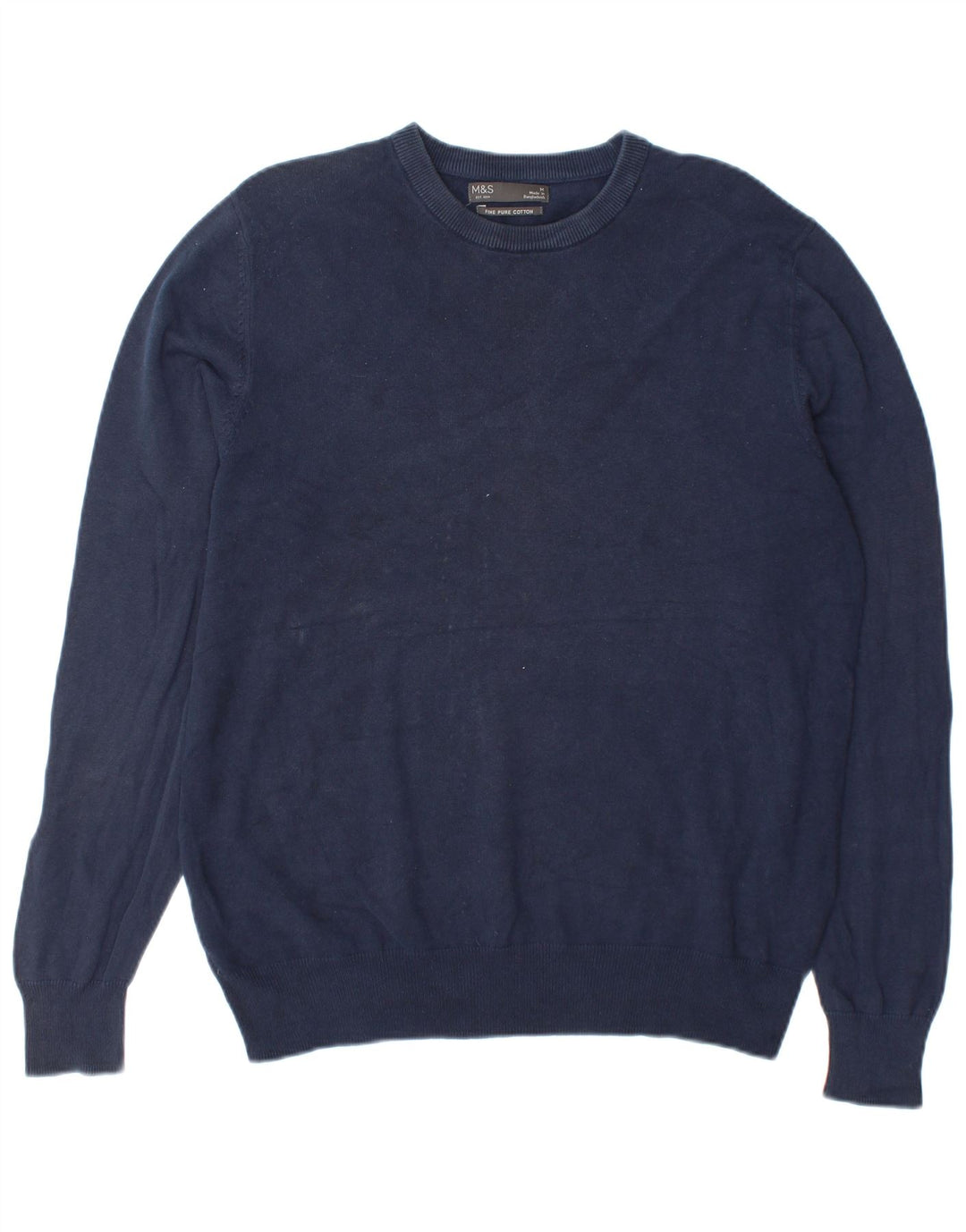 Marks & Spencer Mens Crew Neck Jumper Sweater Medium Navy Blue Cotton