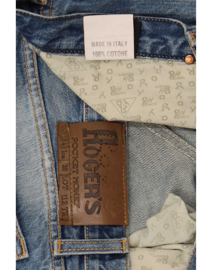 Roy Rogers Mens Distressed Straight Jeans W34 L36 Blue Cotton