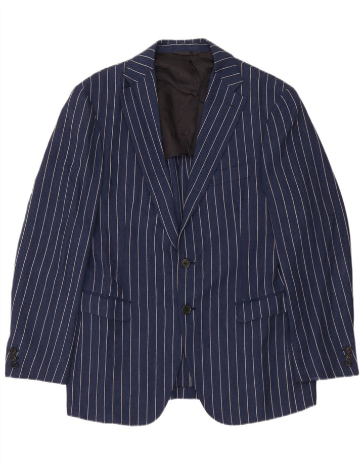 Burberry Mens 2 Button Blazer Jacket IT 48 Medium Navy Blue Pinstripe Wool