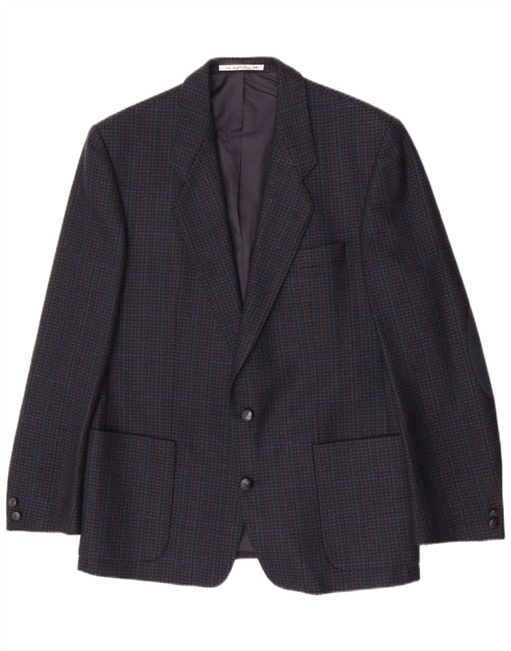Angelo Litrico Mens 2 Button Blazer Jacket IT 50 Large Blue Check New Wool
