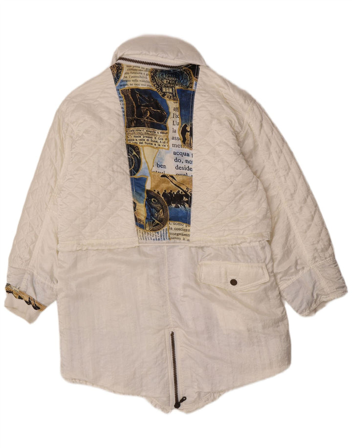 Vintage Mens Hooded Windbreaker Jacket EU 36 Small White Polyamide