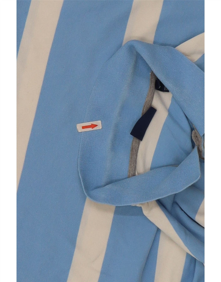 Gant Mens Polo Shirt Large Blue Striped Cotton