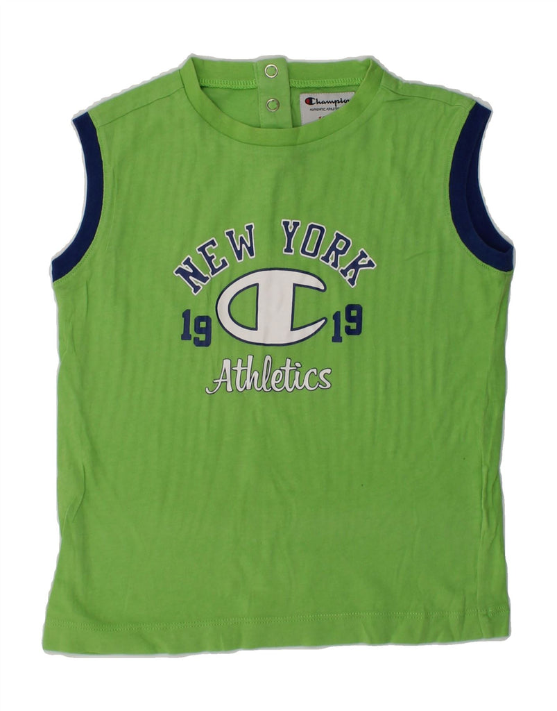 CHAMPION Boys Graphic Vest Top 2-3 Years XL  Green | Vintage Champion | Thrift | Second-Hand Champion | Used Clothing | Messina Hembry 