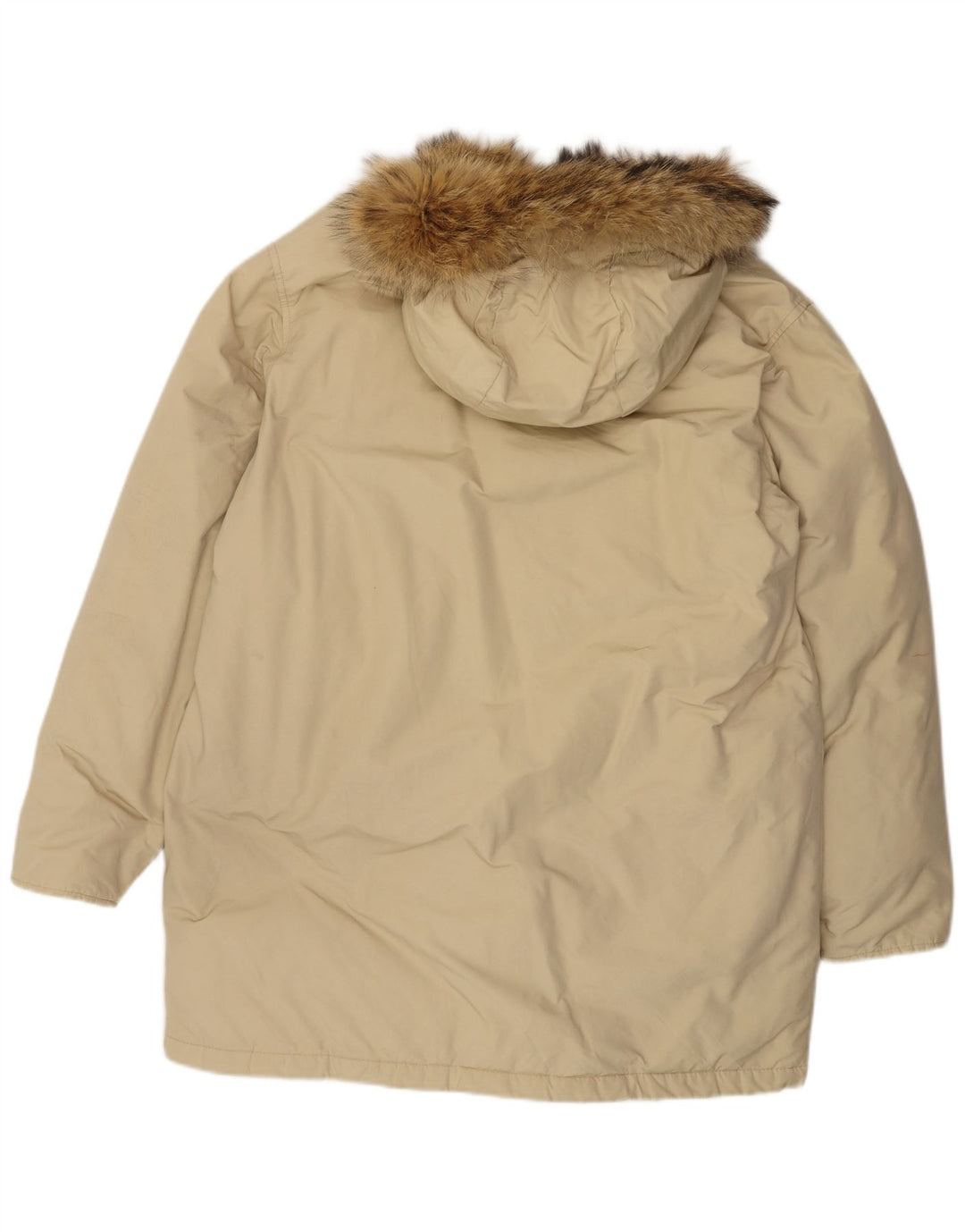 Woolrich Mens Hooded Padded Jacket UK 42 XL Beige Cotton