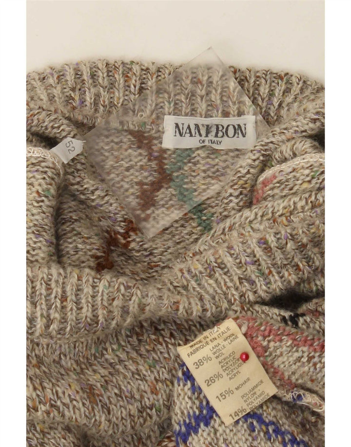 NANI BON Mens Crew Neck Jumper Sweater IT 52 Large Grey Argyle/Diamond