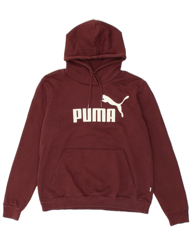 PUMA Womens Graphic Hoodie Jumper UK 16 Large Maroon | Vintage Puma | Thrift | Second-Hand Puma | Used Clothing | Messina Hembry 