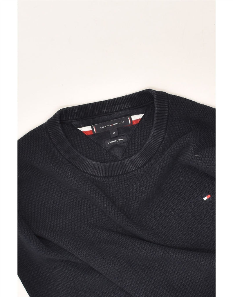 TOMMY HILFIGER Mens Crew Neck Jumper Sweater Medium Navy Blue Cotton | Vintage Tommy Hilfiger | Thrift | Second-Hand Tommy Hilfiger | Used Clothing | Messina Hembry 