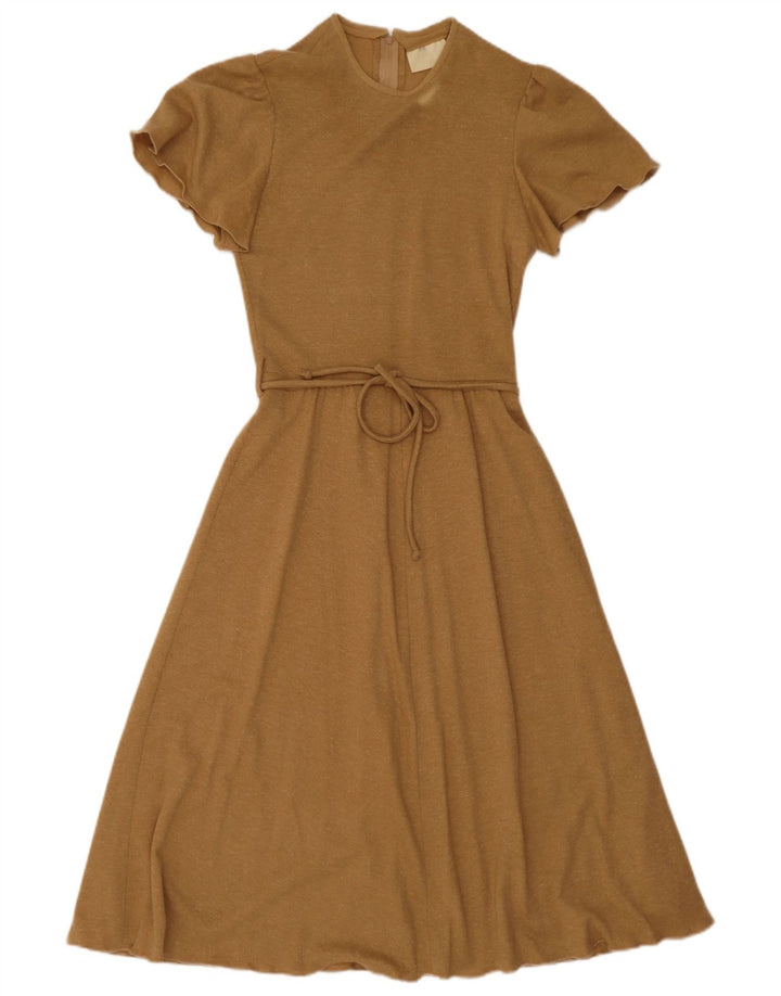 Vintage Womens A-Line Dress IT 38 XS Beige Polyester