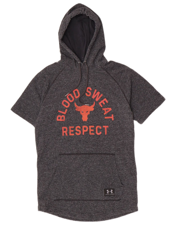 Under Armour Mens Hooded Graphic T-Shirt Top Medium Grey Flecked Sports