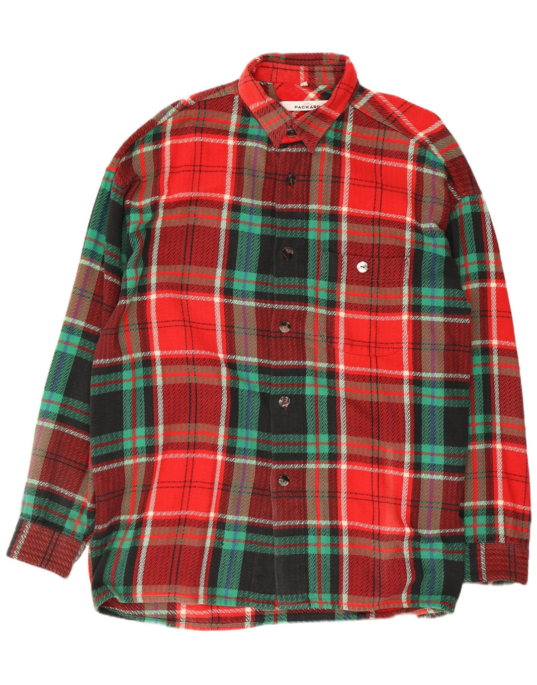 Packard Mens Flannel Shirt Large Red Plaid Cotton