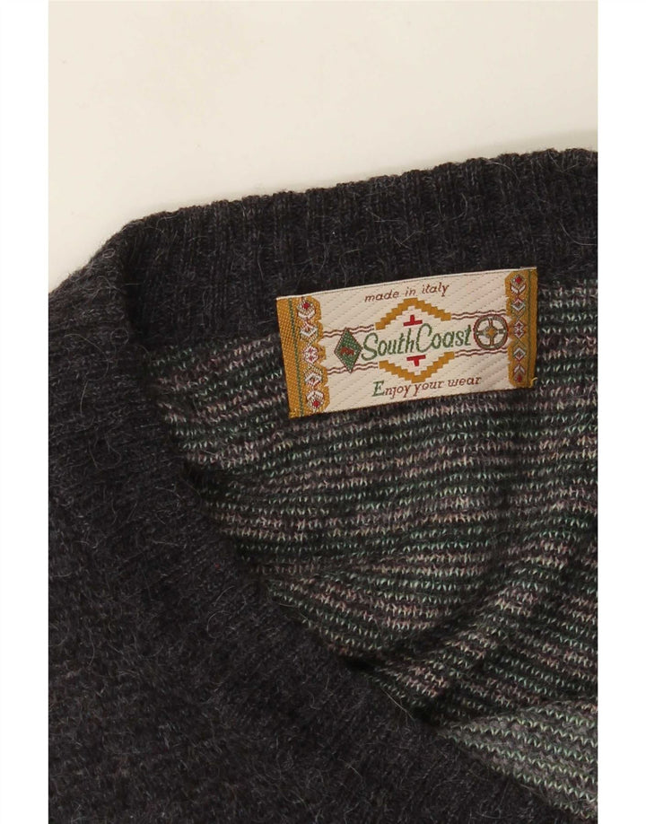 South Coast Mens V-Neck Jumper Sweater Large Multicoloured Geometric