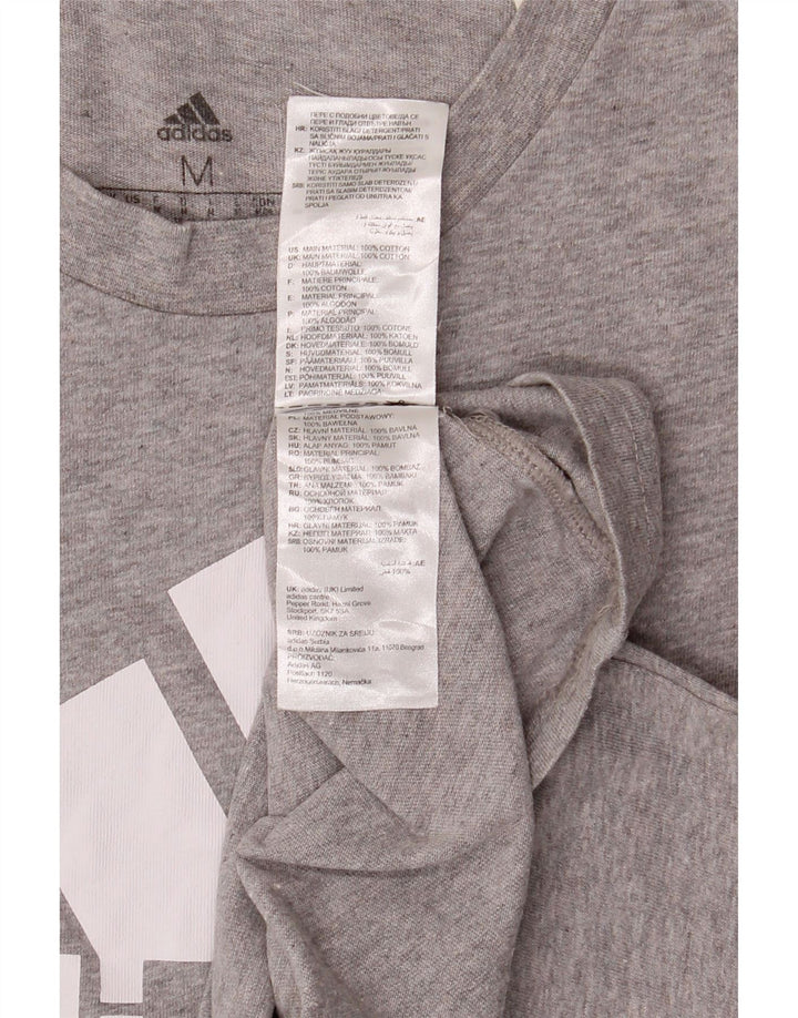 Adidas Womens Graphic T-Shirt Top UK 12 Medium Grey Cotton