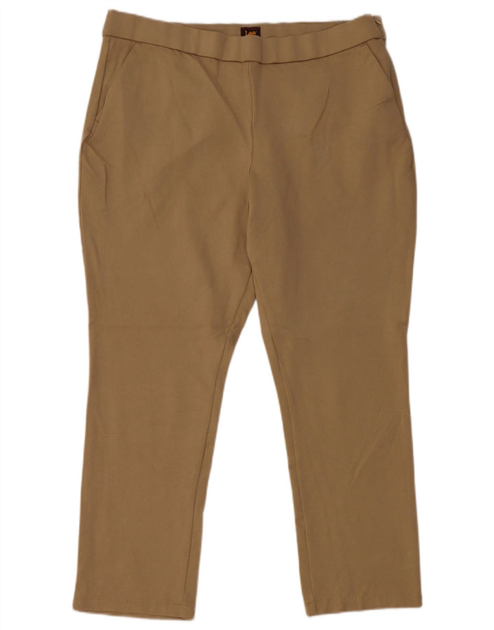 LEE Womens Slim Cropped Trousers US 14 XL W36 L25 Beige Rayon