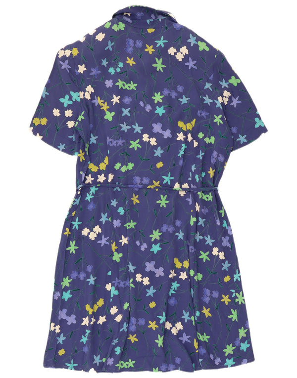 Schneberger Womens Short Sleeves Shirt Dress UK 18 XL Blue Floral