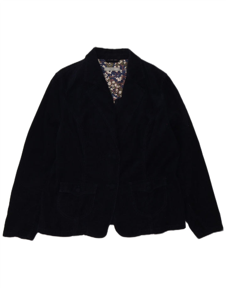 Marks & Spencer Womens 2 Button Corduroy Blazer Jacket UK 18 XL Navy Blue