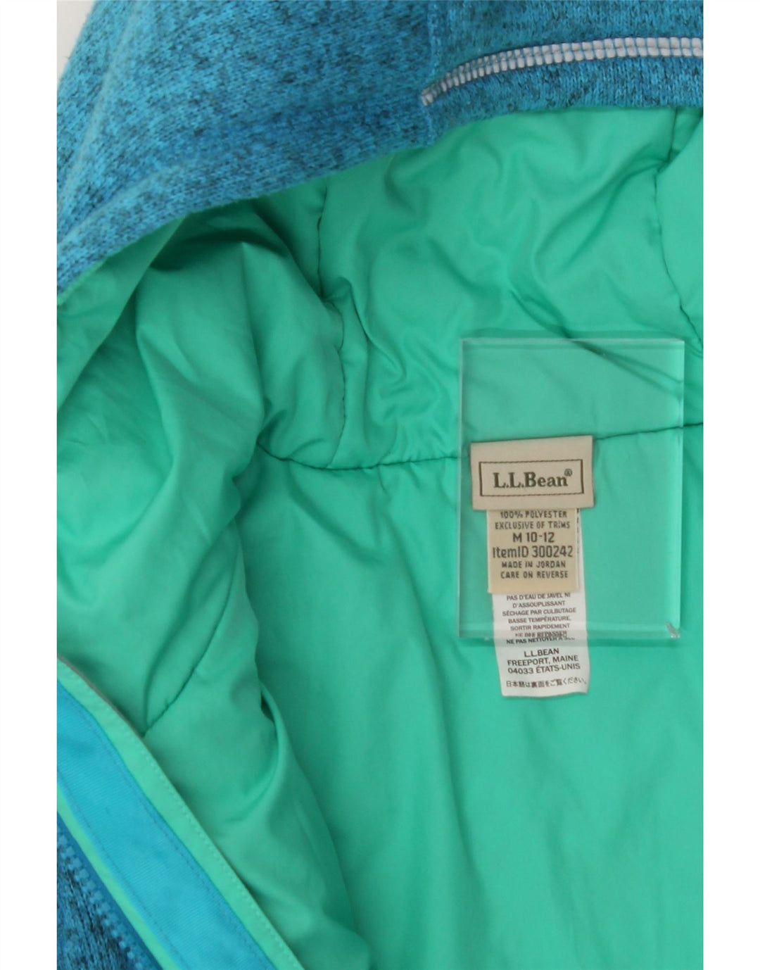 L.L.BEAN Boys Graphic Zip Hoodie Sweater 10-11 Years Medium Blue Polyester Vintage L.L.Bean and Second-Hand L.L.Bean from Messina Hembry 